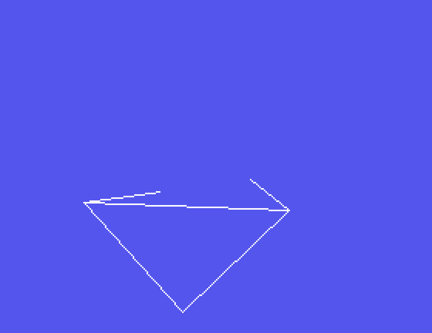 The wireframe pyramid drawn by the program on the Tatung Einstein