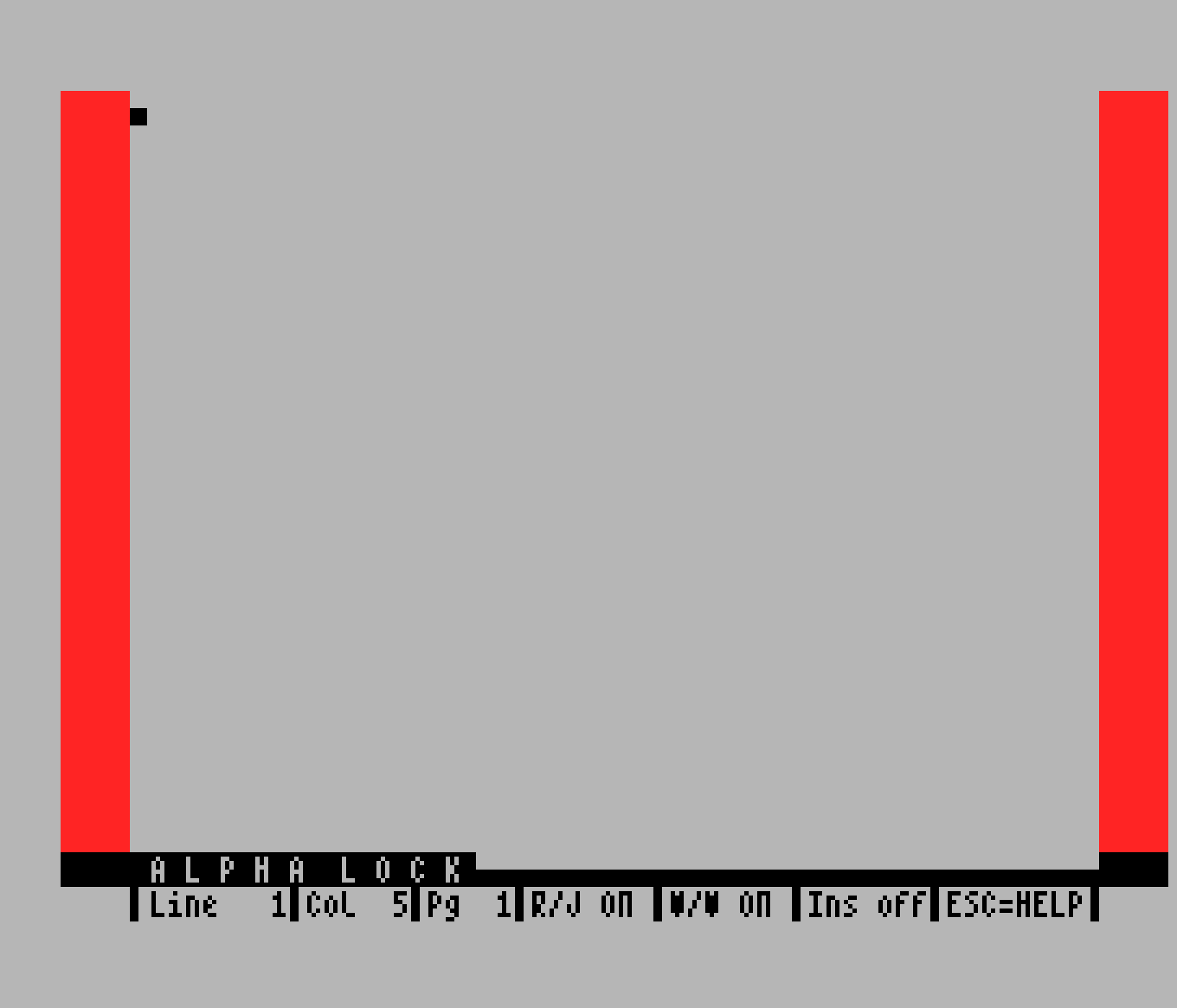 TASWORD2 on the Einstein 256: the same layout on a grey page