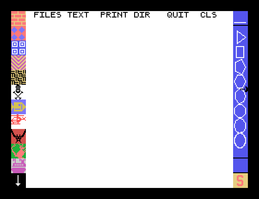 The shapes menu down the right: a line, a triangle, a square, and polygons with more and more sides, ending in a circle