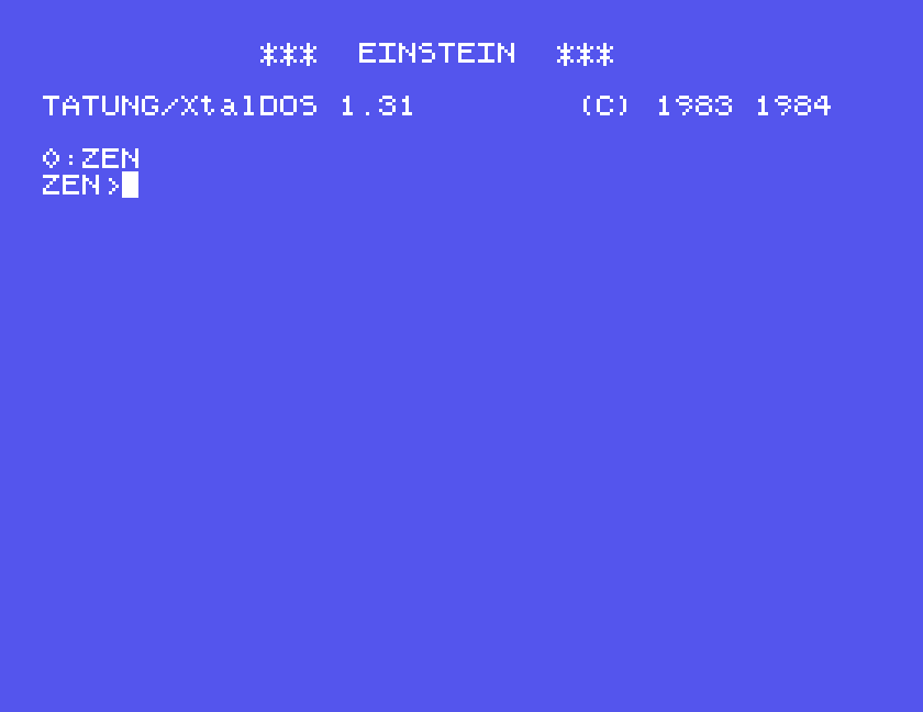 ZEN typed at the 0: prompt, and the ZEN> prompt below it
