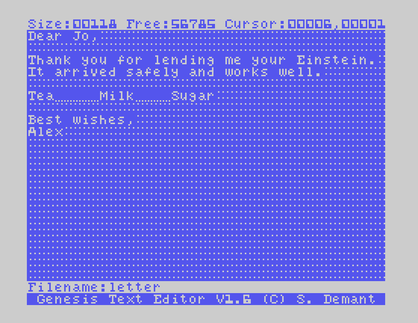 Filename:letter on the prompt line