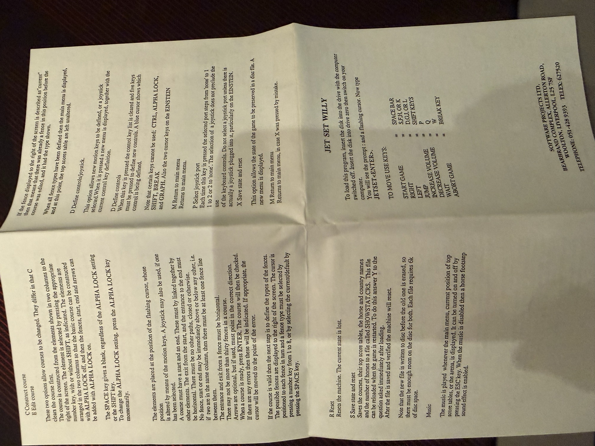 The fold-out instructions, first side