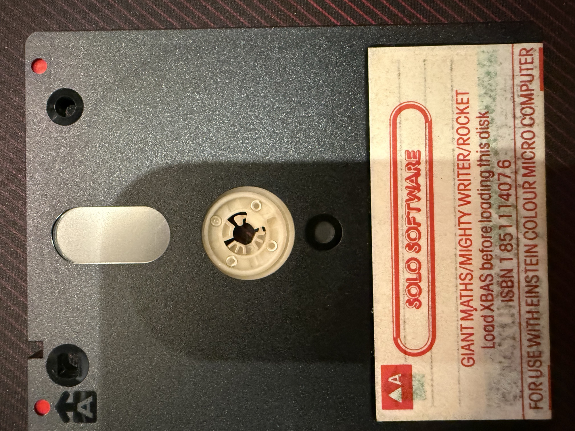 The disc, side A, with its printed Solo Software label