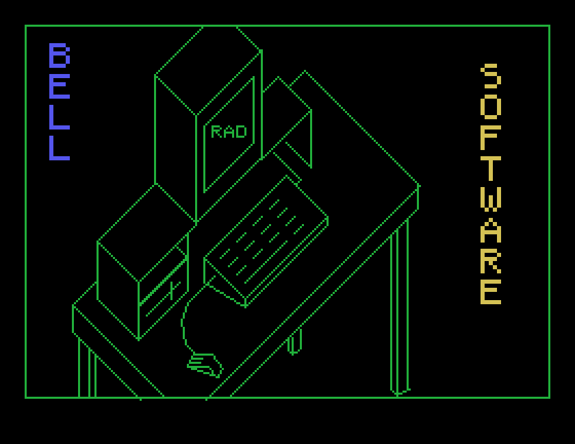 BELL SOFTWARE and a green line drawing of a computer on a desk