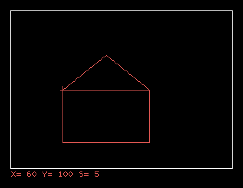 The house as an outline: a box and two roof lines meeting at the top