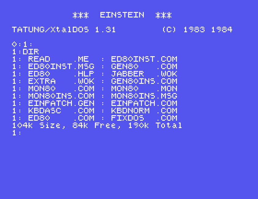 The Devpac80 disc's directory under XtalDOS 1.31
