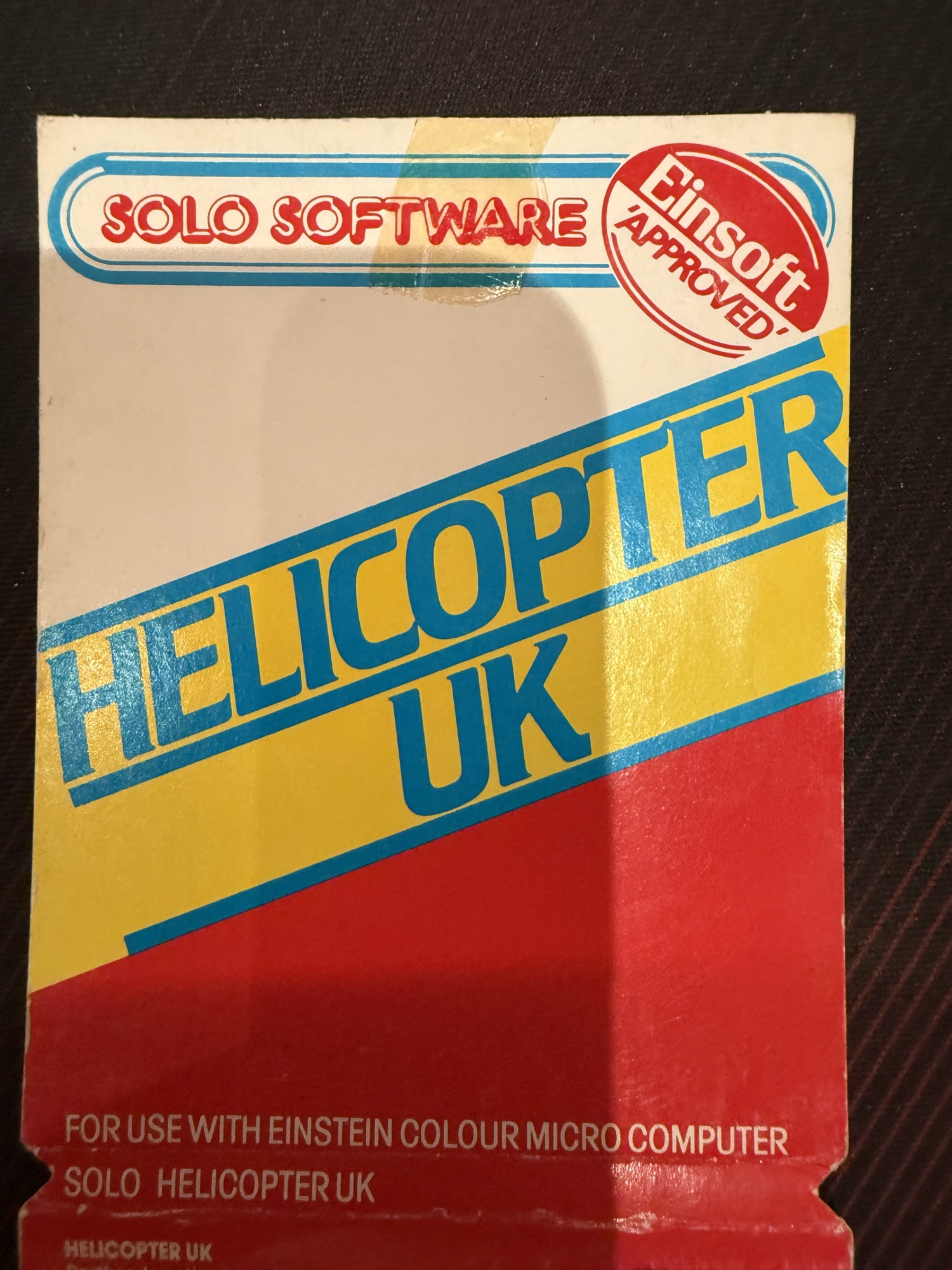 The Solo Software Helicopter UK inlay, Einsoft Approved