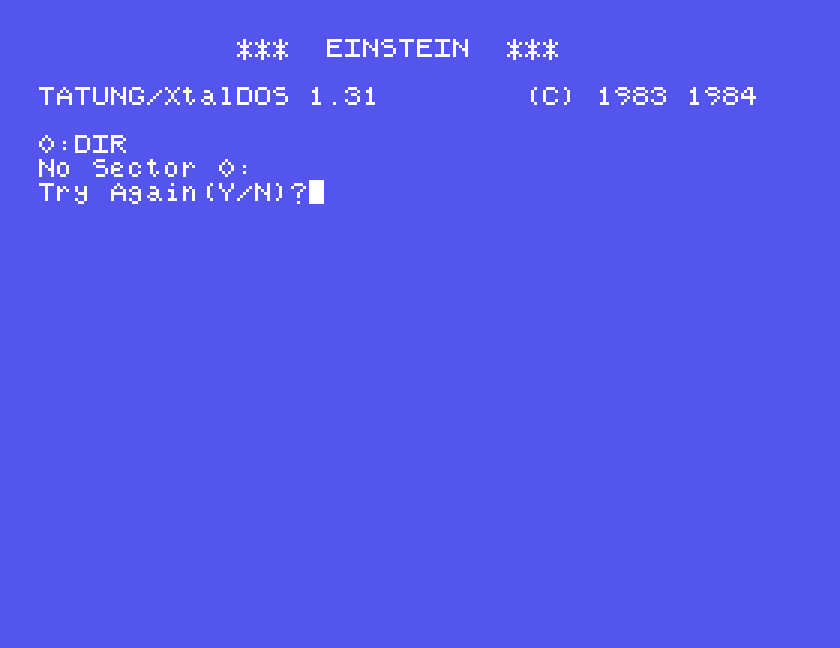 XtalDOS replying No Sector 0: Try Again (Y/N)? to DIR