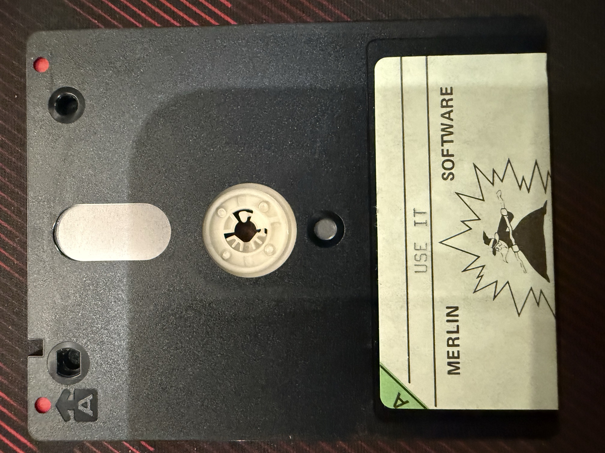 Side A of the disc, labelled USE IT, Merlin Software