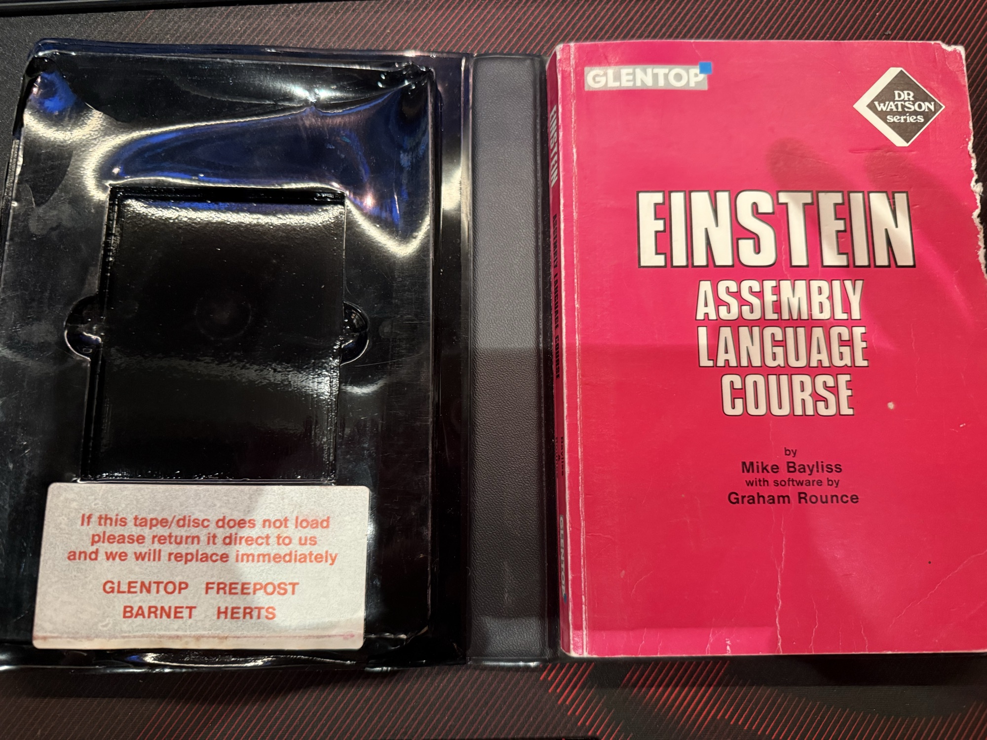 The case open, with the book