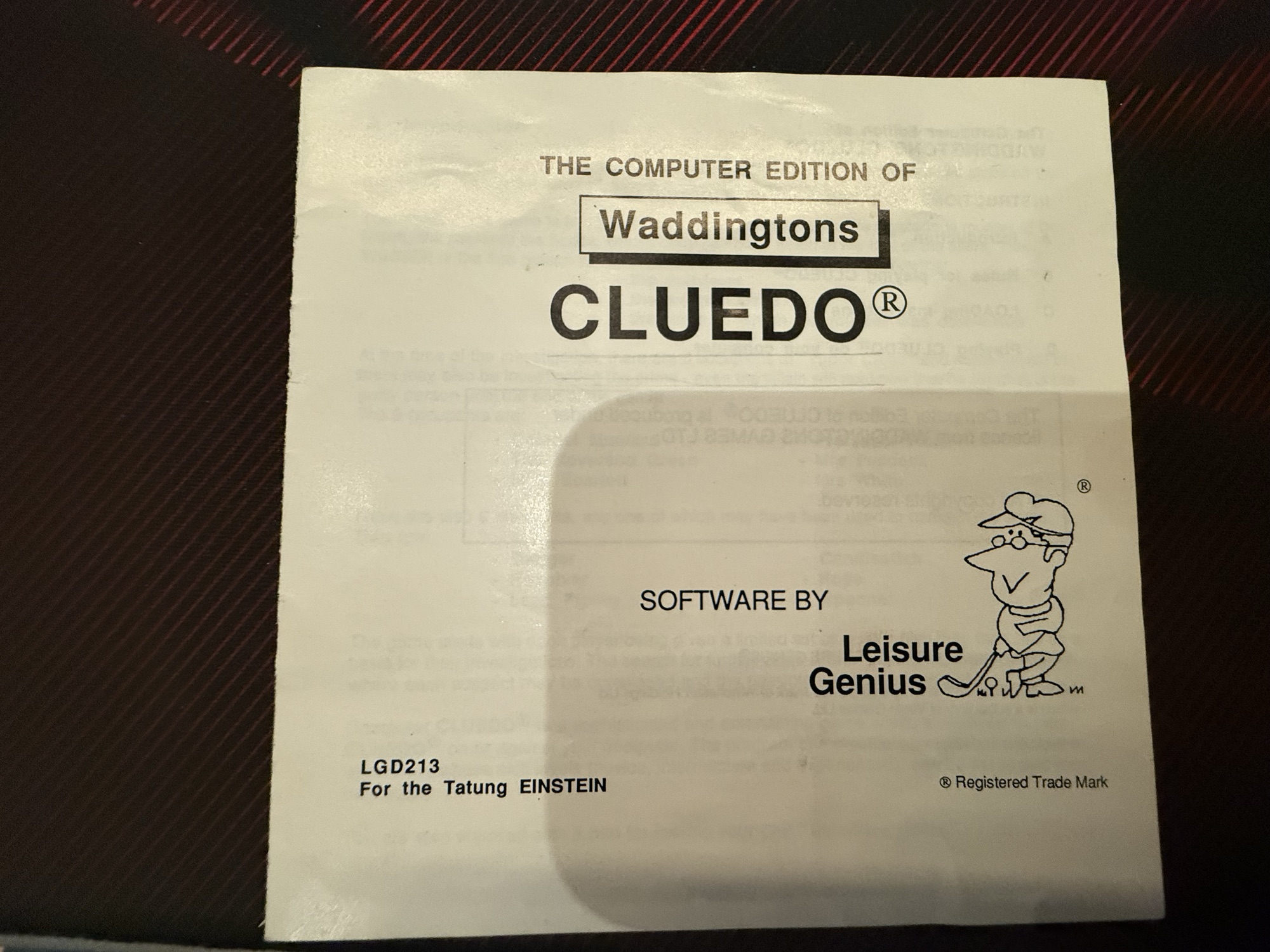 Instruction booklet cover, LGD213, for the Tatung Einstein