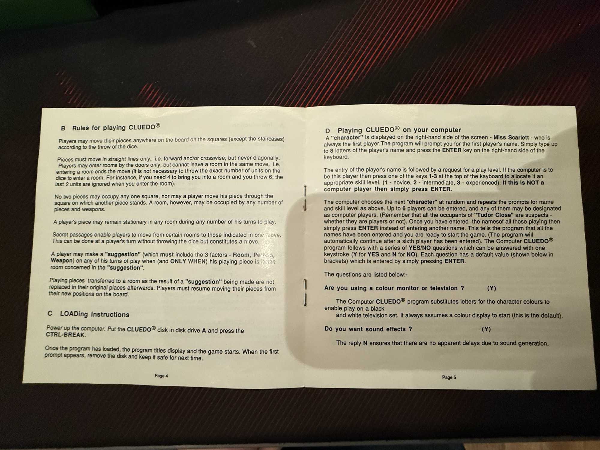 Instructions, pages 4 and 5