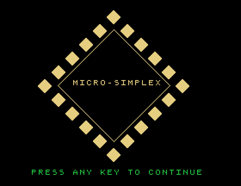 Micro-Simplex title screen in MAME
