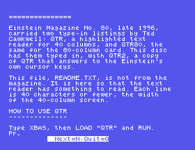 The Highlighted Text Reader showing the first screen of a text file