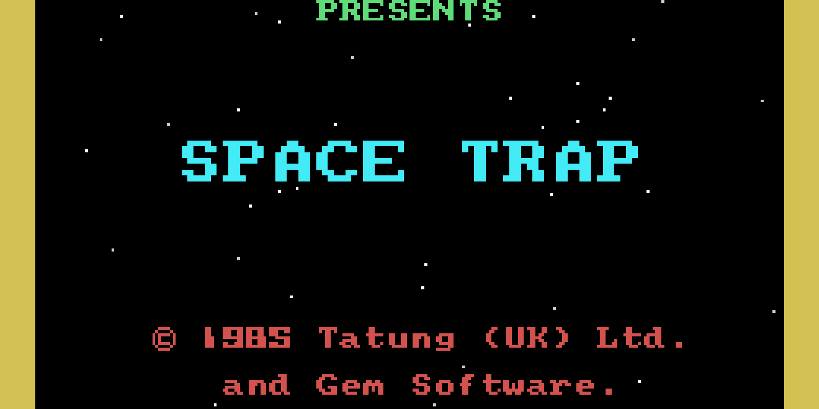 The pre-production Space Trap's title screen in MAME