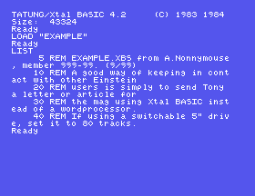 The listing of EXAMPLE, the editors' letter written in REM lines