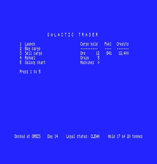 The trading screen in 80 columns