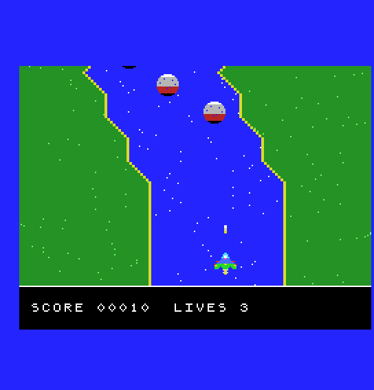 A tenth of a second later: the rock is gone and the score reads 00010