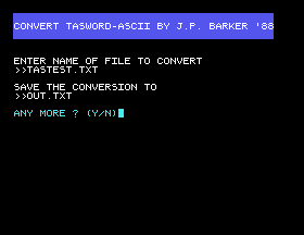 The Tasword to ASCII convertor at work