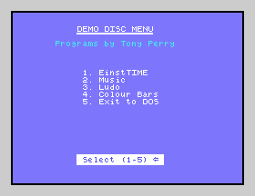 Tony Perry's Demo Disc Menu