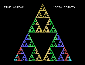Roy Huffey's colour Sierpinski triangle after fifteen minutes