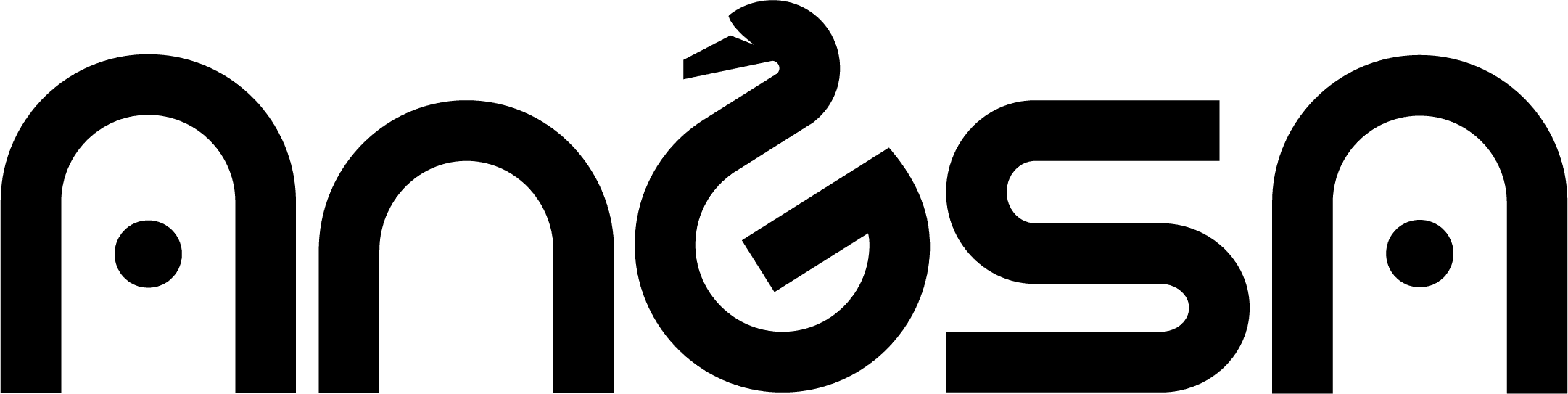 Black stylized silhouette of a bird with wings extending upward and tail feathers downward.