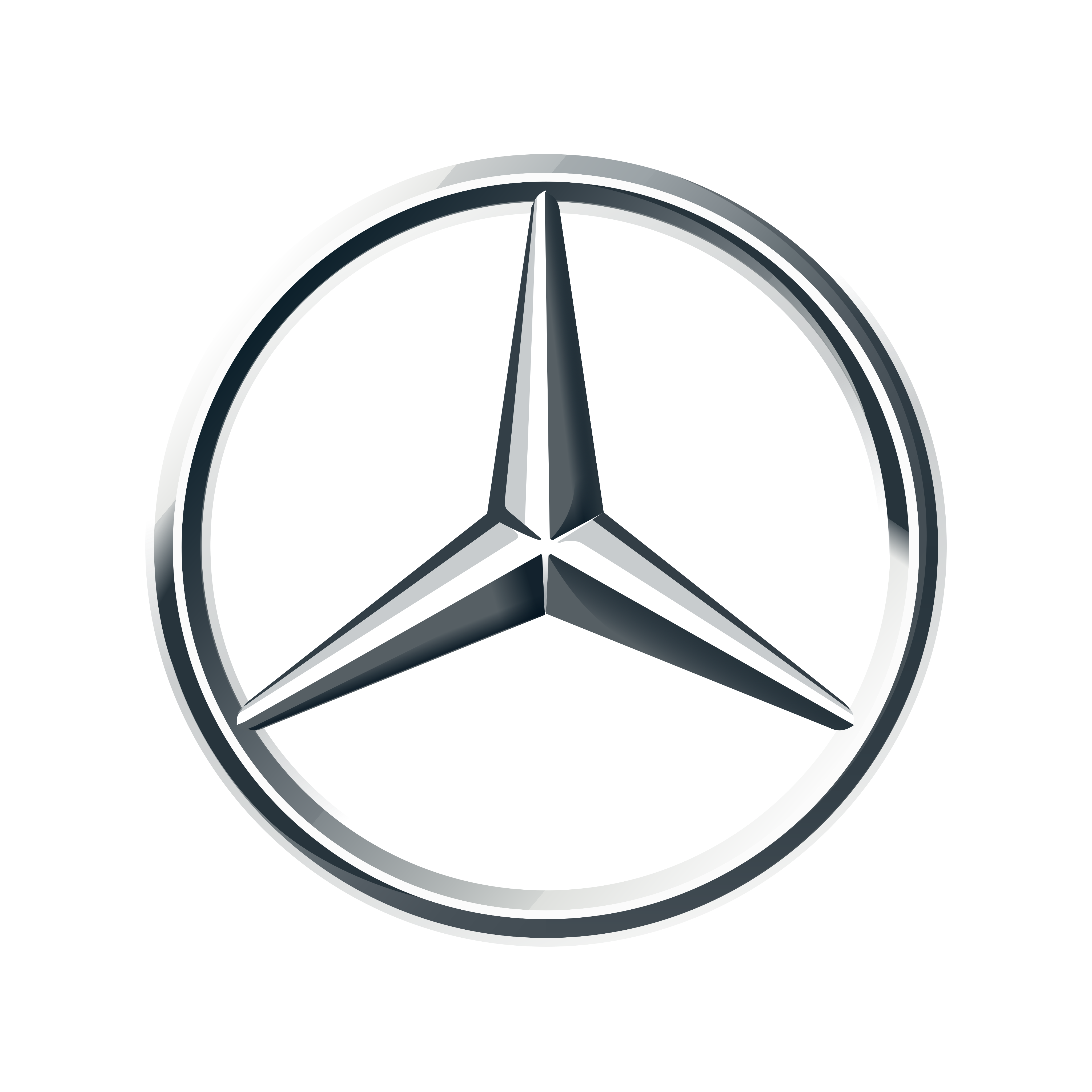 Mercedes-Benz three-pointed star emblem in silver within a circular frame.