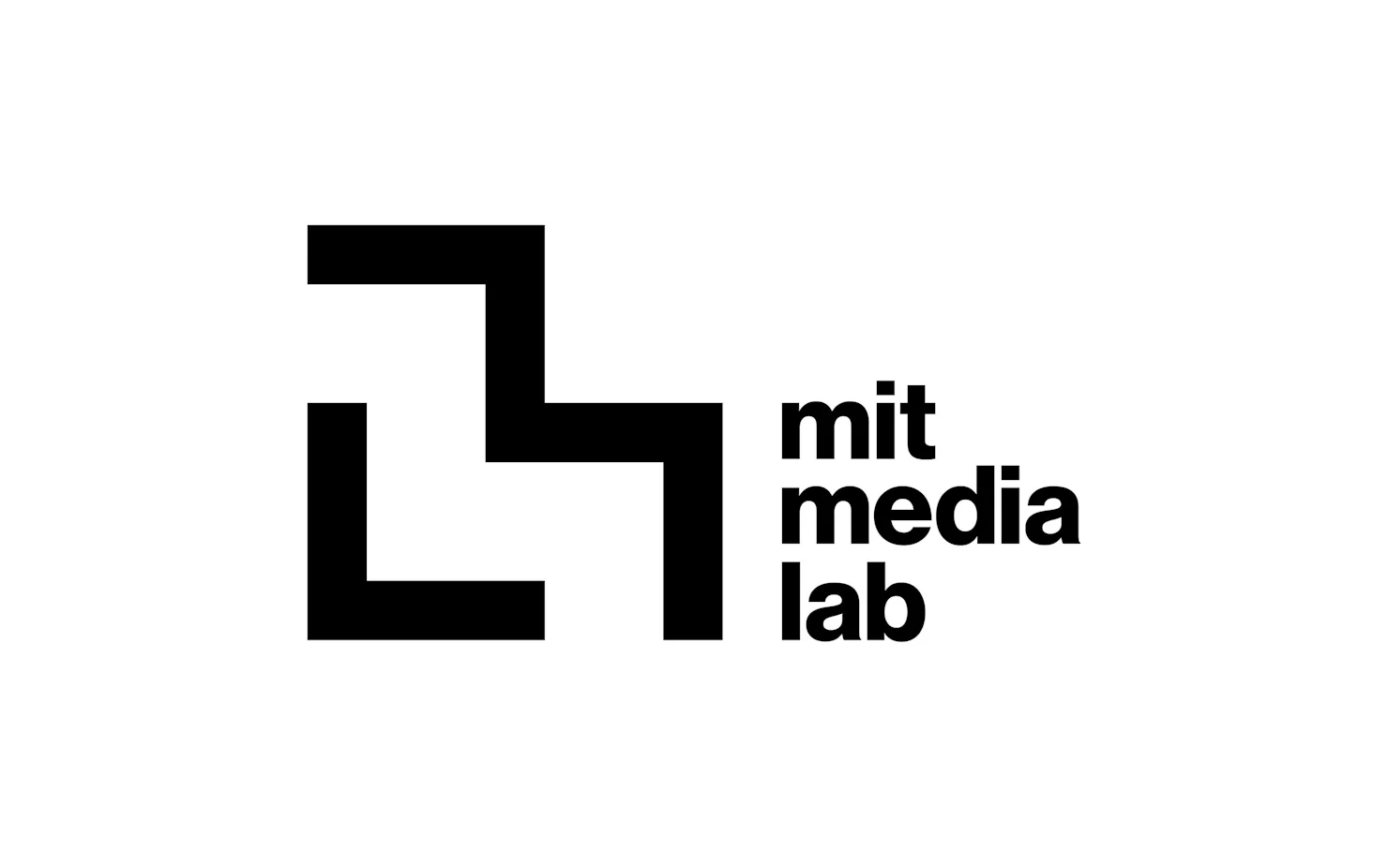 MIT Media Lab logo with stylized black geometric shapes next to black text reading 'mit media lab'.
