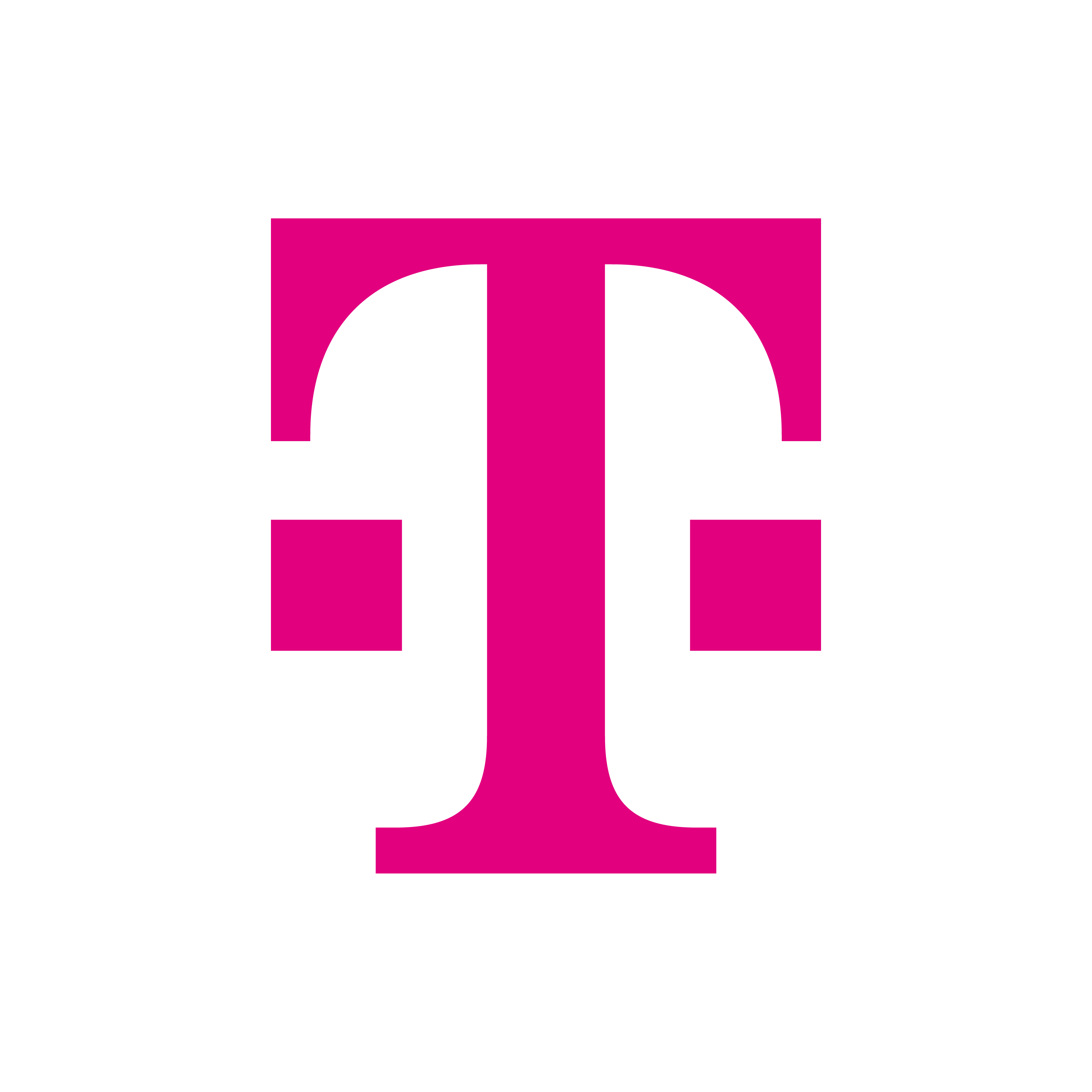 Magenta T logo of Deutsche Telekom on white background.