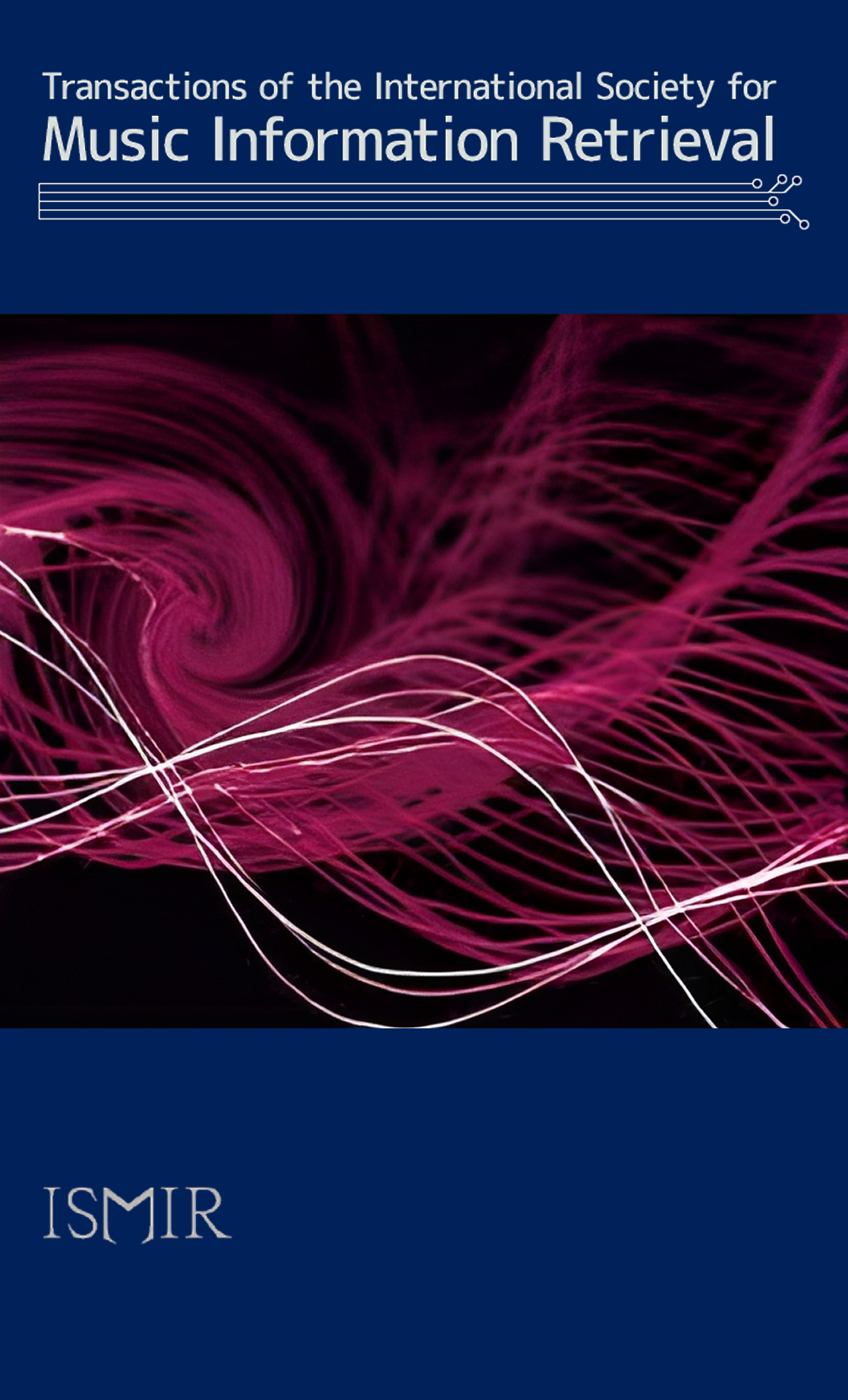 Cover of Transactions of the International Society for Music Information Retrieval with abstract pink wave patterns.