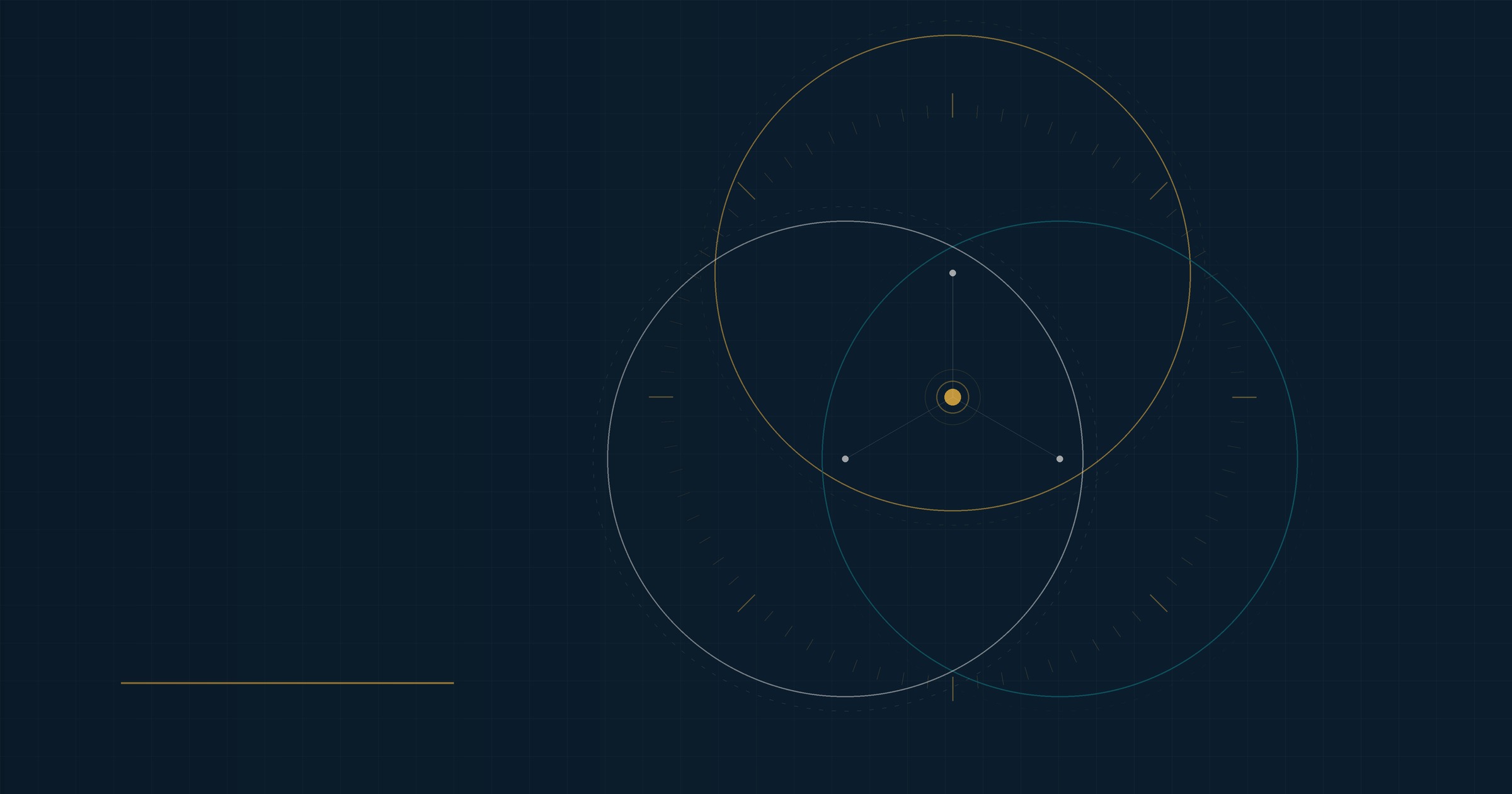 Abstract line drawing of three overlapping supervisory fields converging on a single shared centre