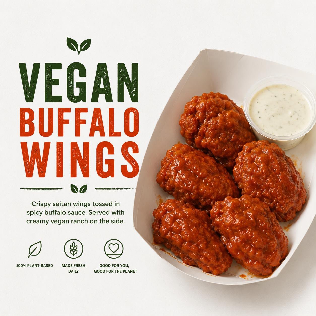 Vegan buffalo wings from Plant Theory, Canggu