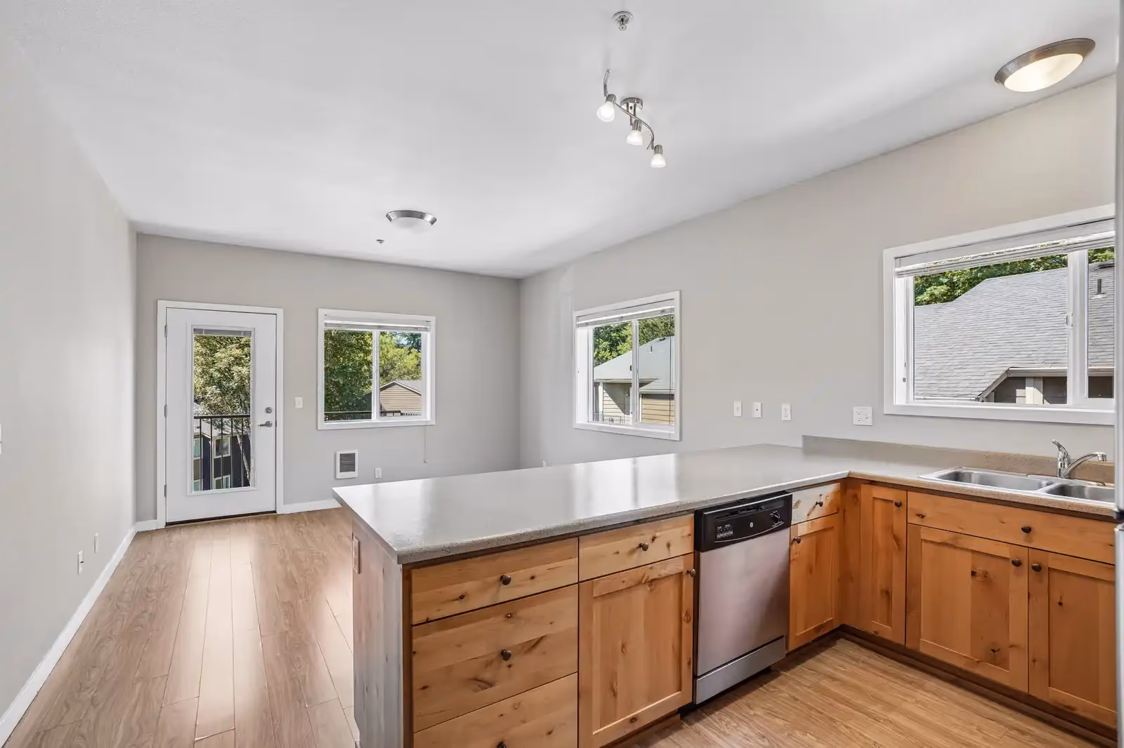 Kitchen with wood cabinets