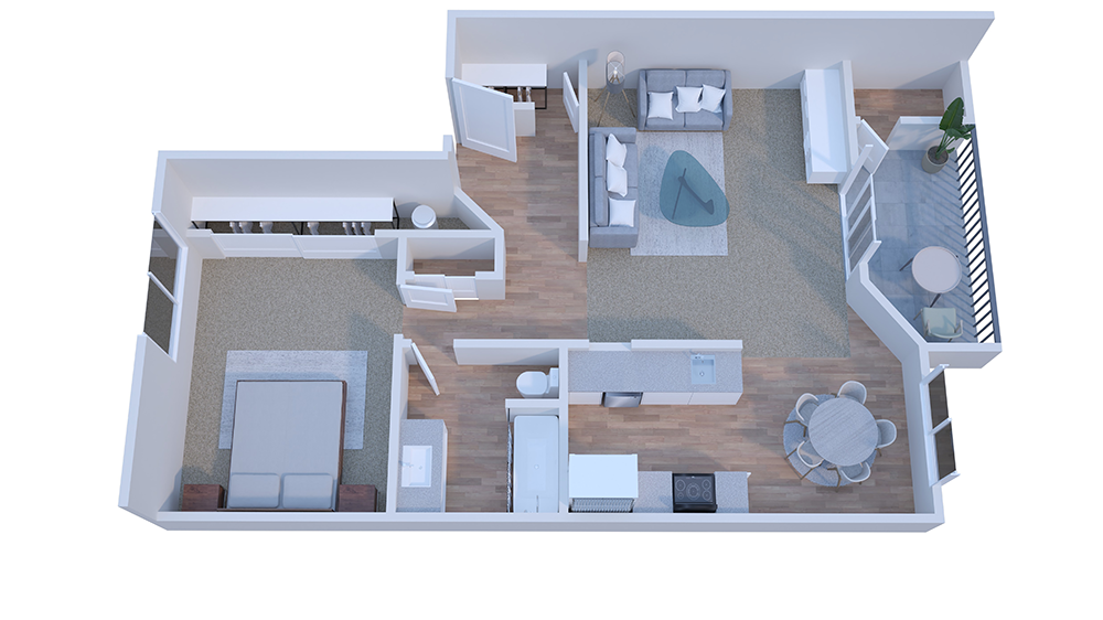 one bedroom floor plan at Cedar Square