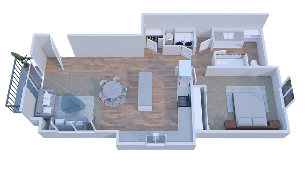 one bedroom floor plan at Cedar Square