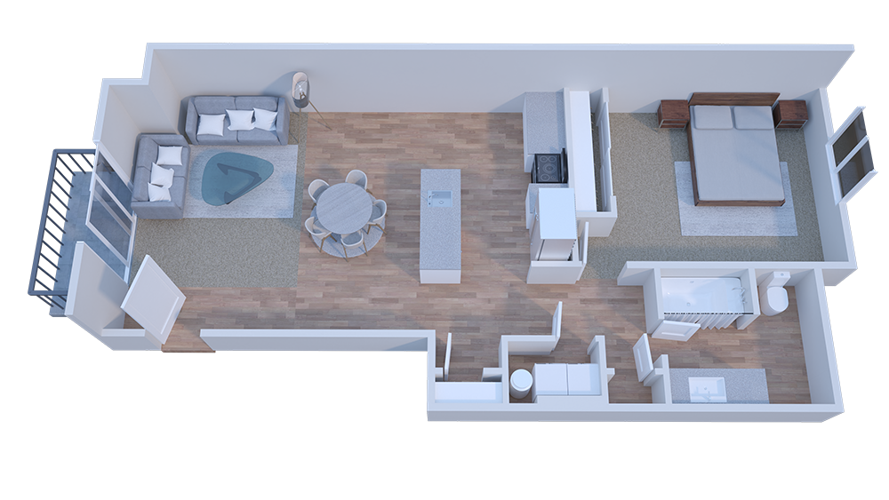 one bedroom floor plan at Cedar Square