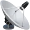 Large white satellite dish antenna against a blue sky with clouds.