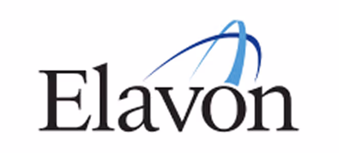 Elavon company logo with a stylized arc in blue above the 'v'.