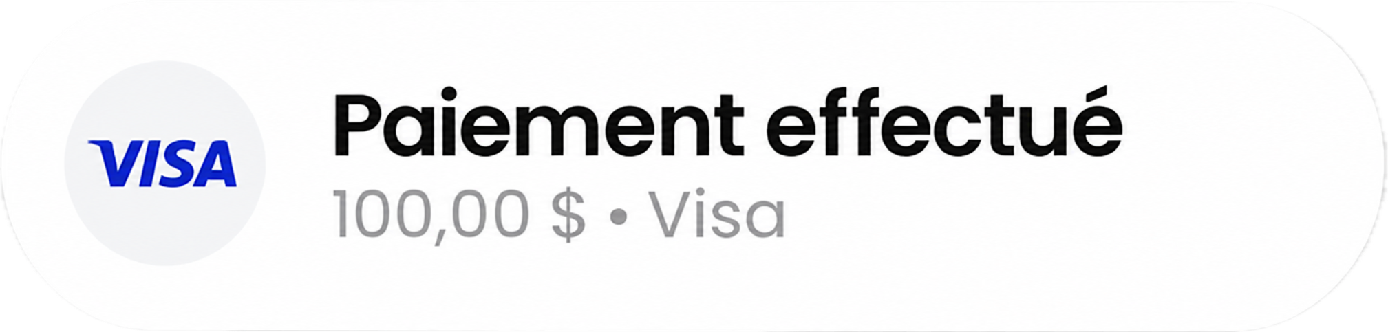 Visa logo with payment complete message and amount $100.00.