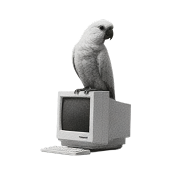 Illustration of a bird using a laptop