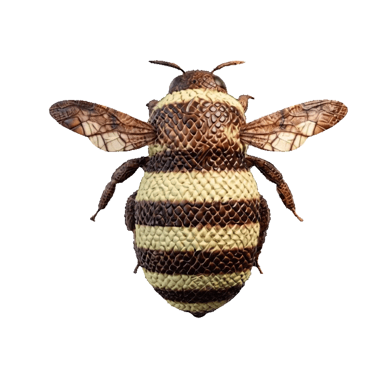 Animated textured bee graphic for the About page