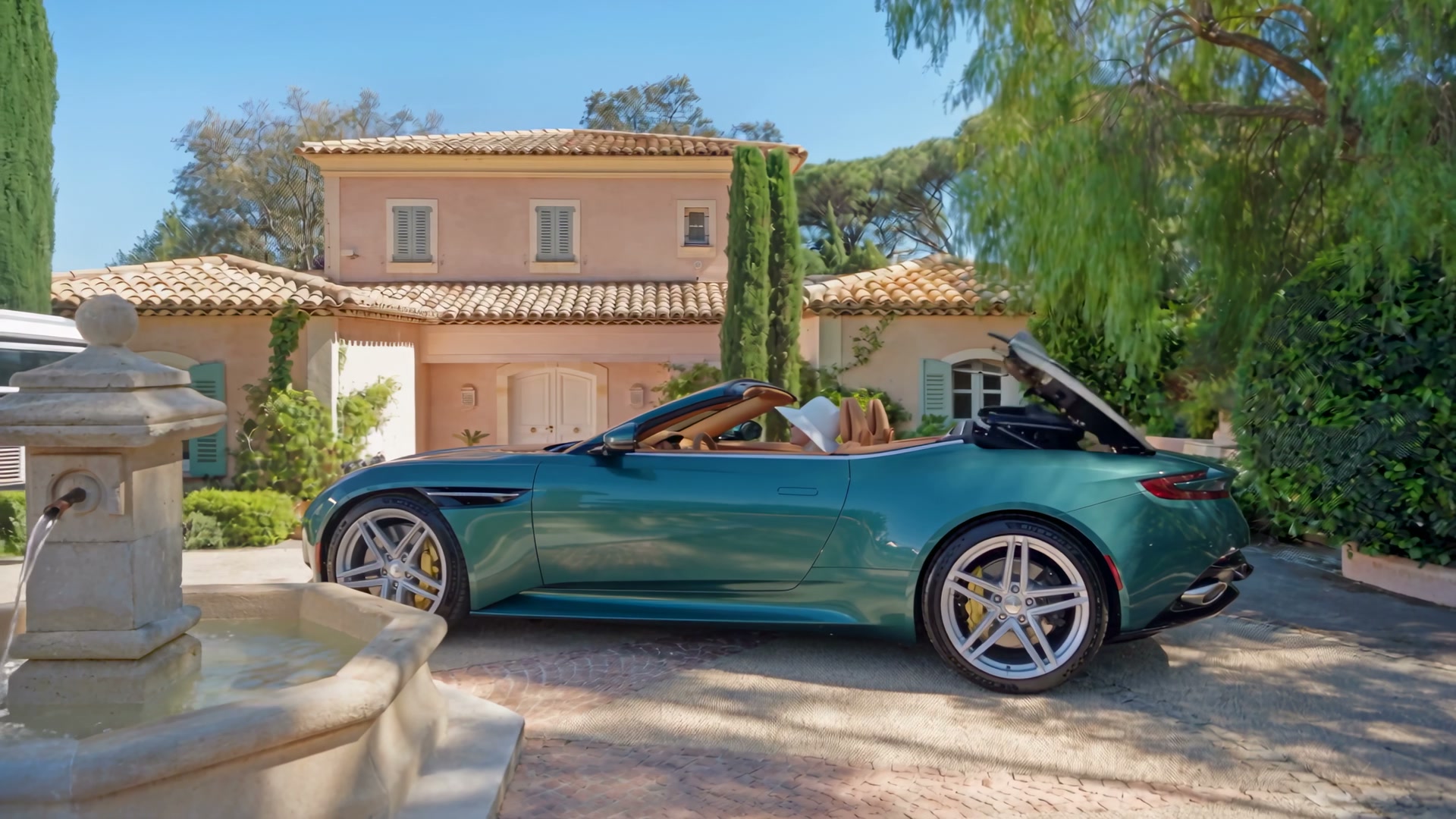 Aston Martin DB12 Volante on a Riviera summer cruise