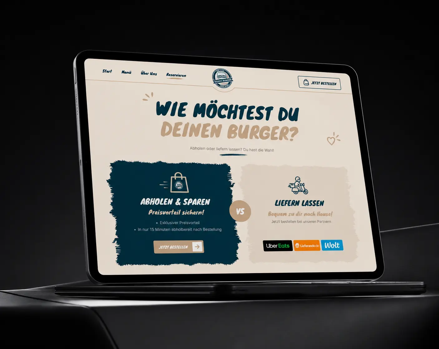 Higgis Burger Branding und Webdesign mit digitalem Menü und Bestellintegration