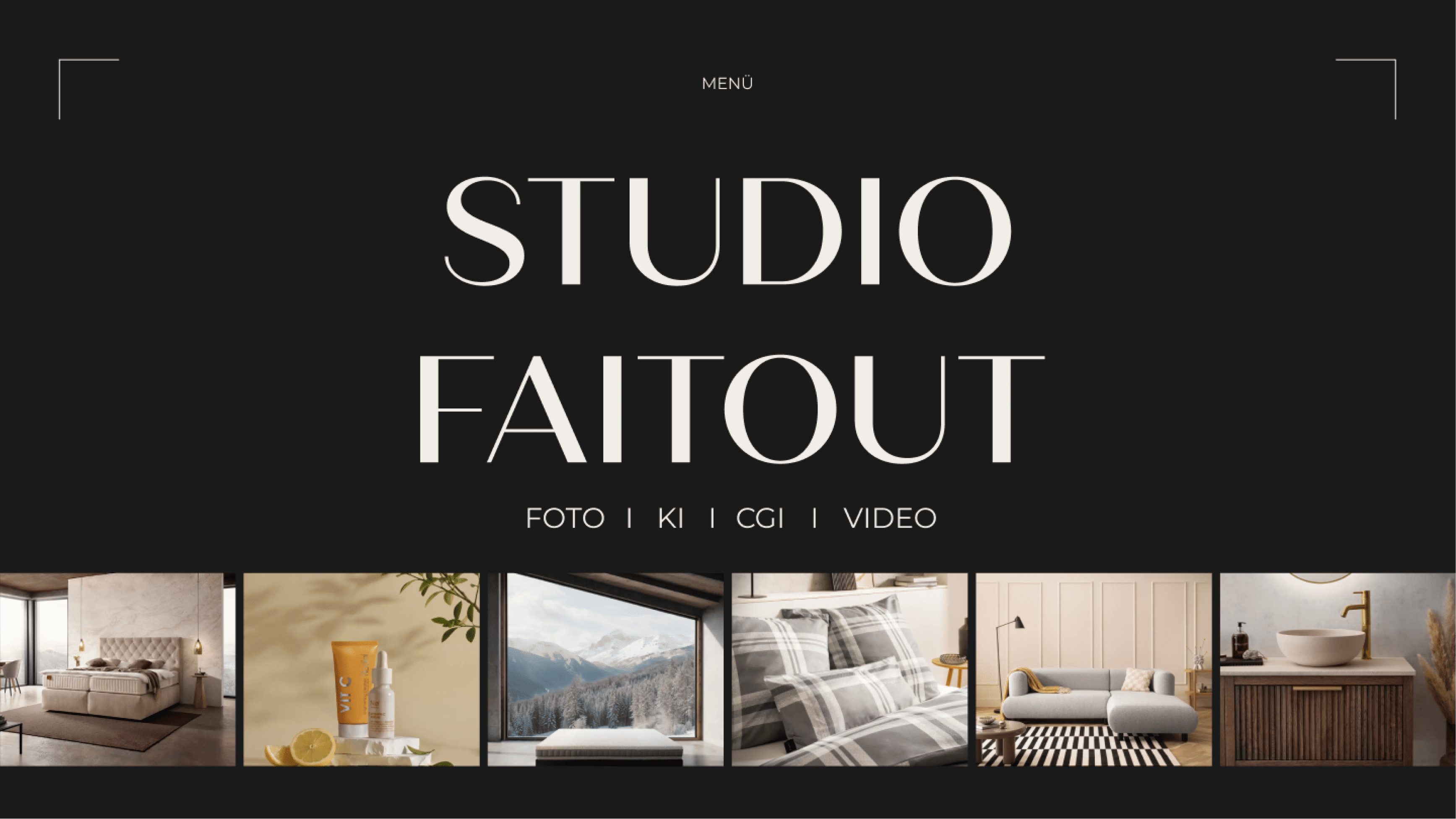 Studio Faitout Website Interface mit Foto, KI, CGI und Video