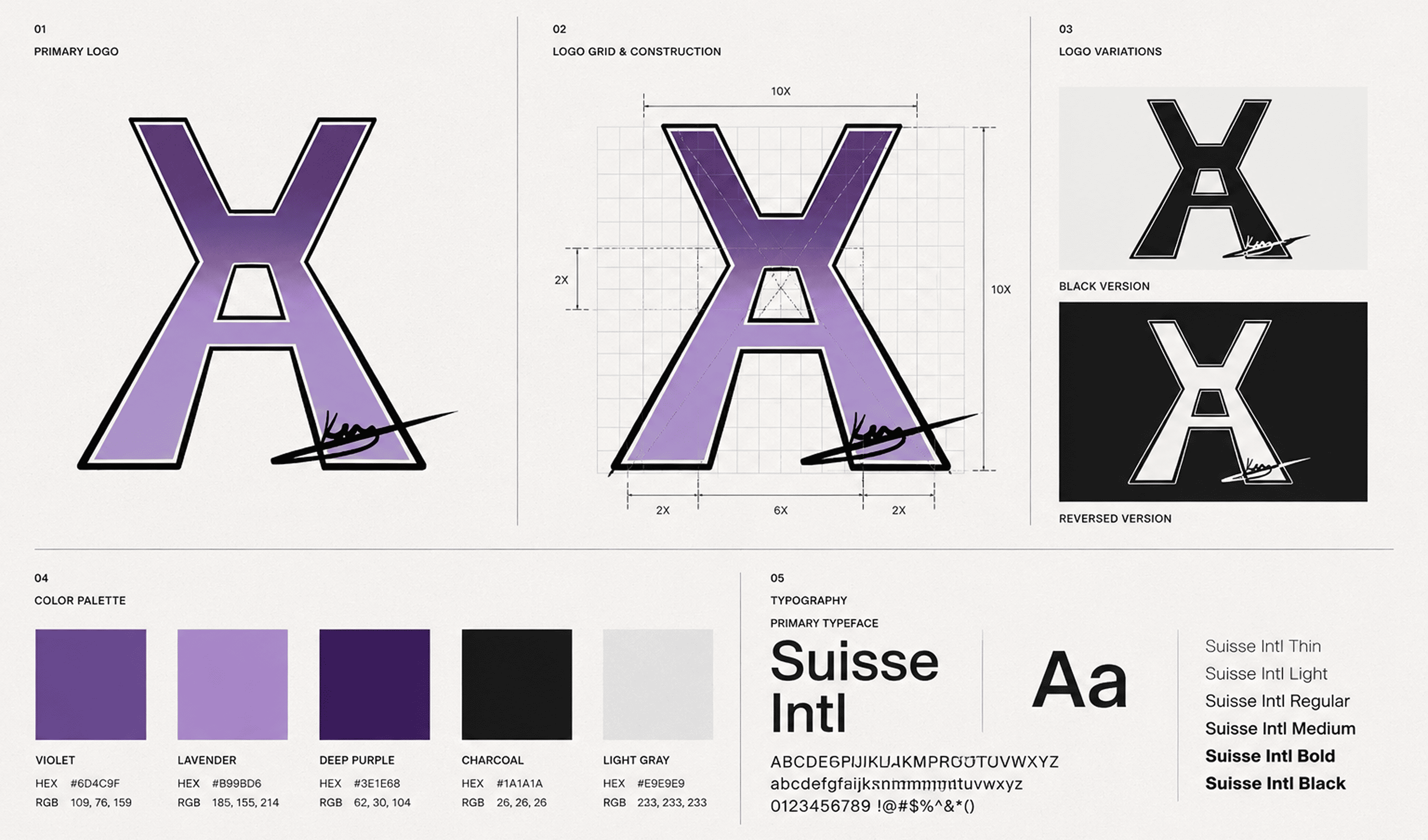Averox Logo-System mit Konstruktion Varianten Farbpalette und Typografie
