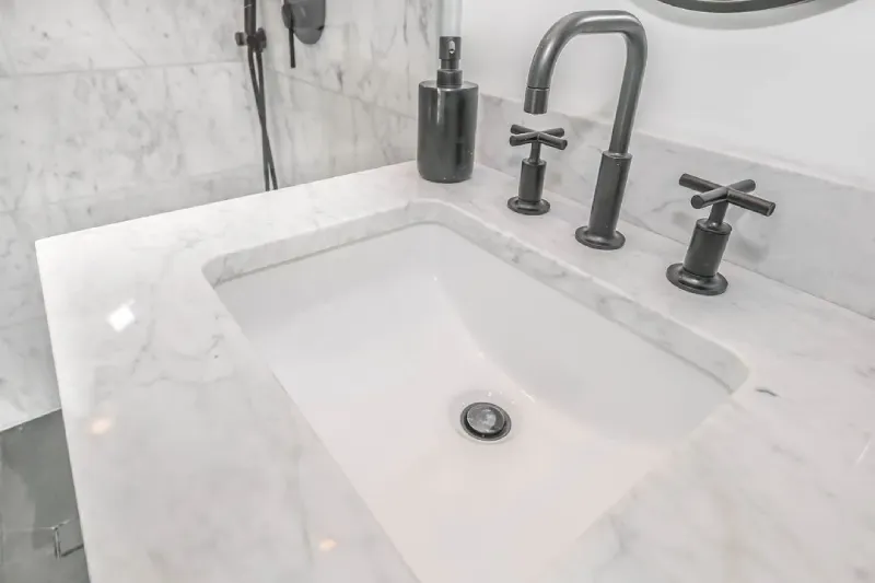 A bathroom faucet