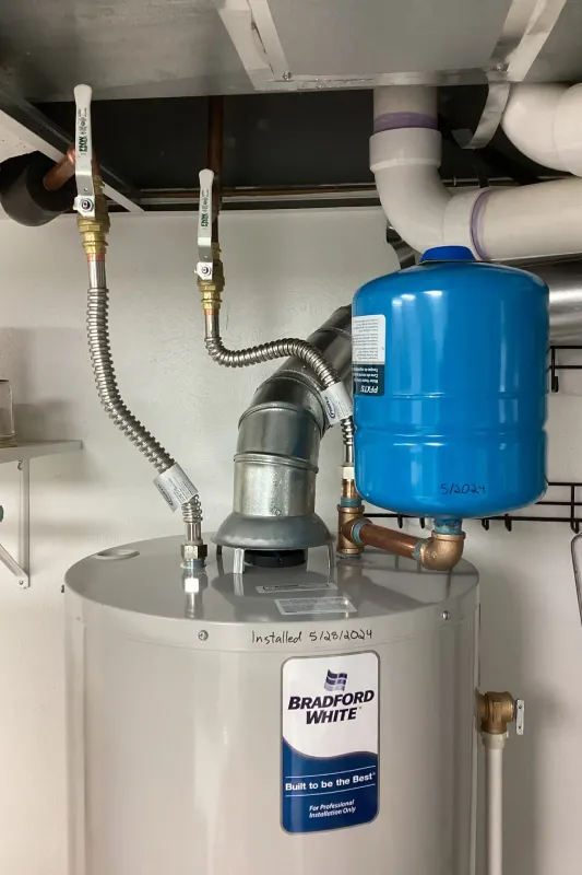 A close up of a water heater.