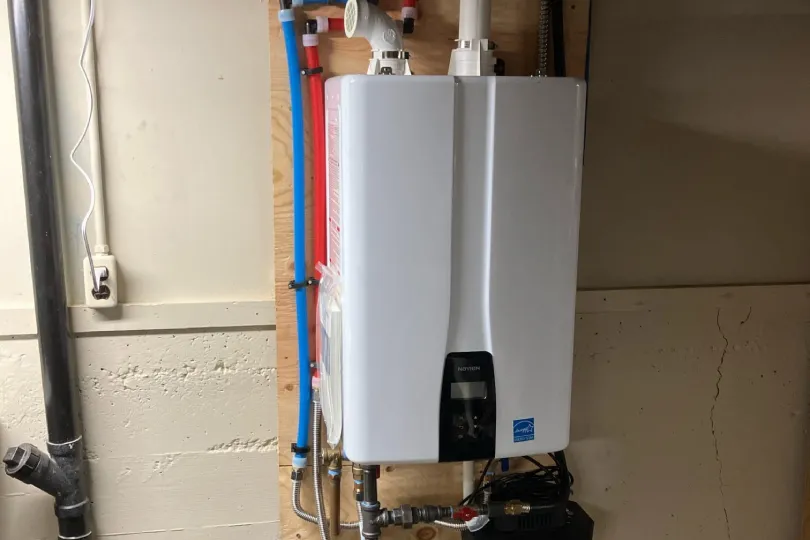 A Navien tankless water heater in a customer's home.