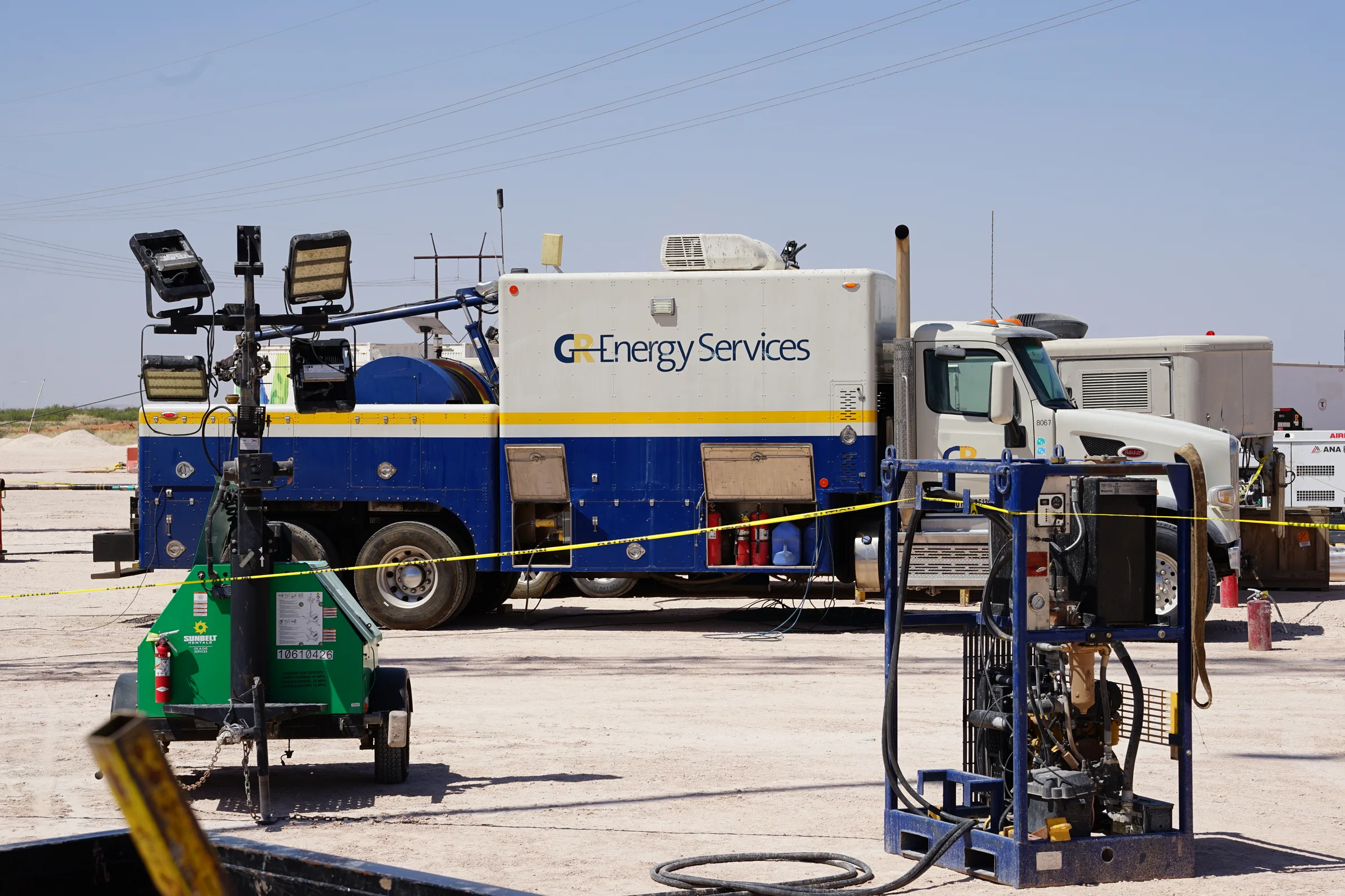 GR production services equipment on a well pad
