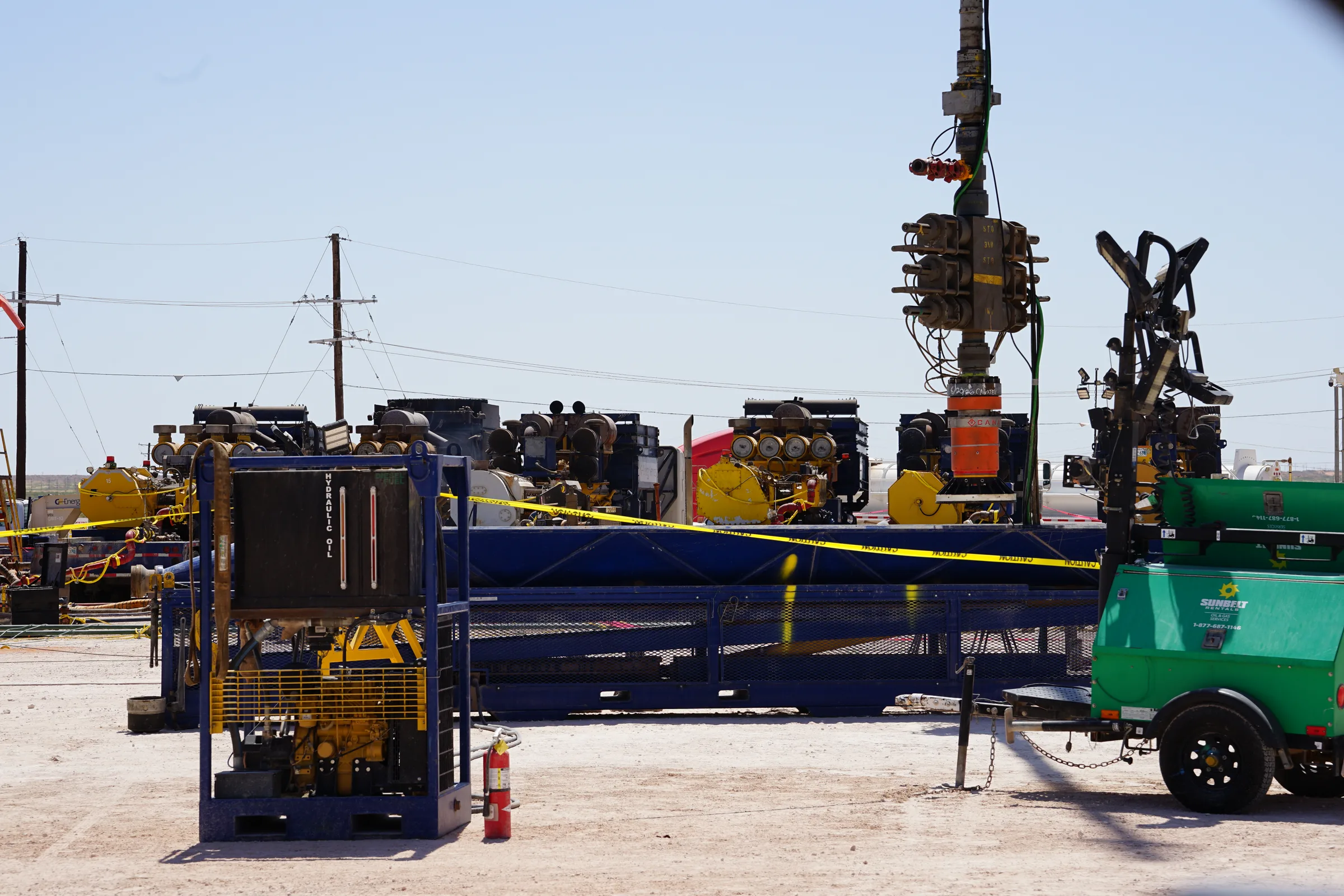 Pressure control and pumpdown equipment on a Permian well pad